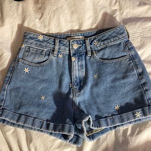 floral jean shorts